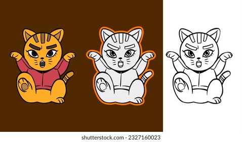 Cute orange cat cartoon illustration
