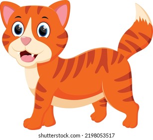 Cute orange cat cartoon isolated on white background	
