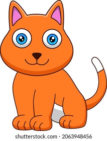 Cute orange cat cartoon vector