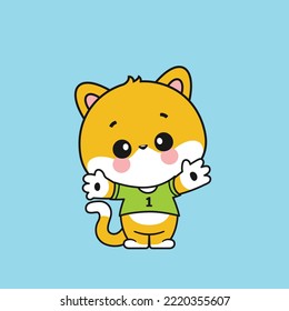 Cute orange cat cartoon vector