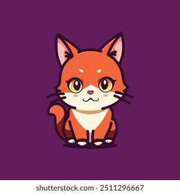 a cute orange cat Cartoon Vector Icon Illustration