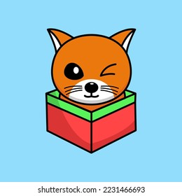 Cute orange cat character premium vector illustration