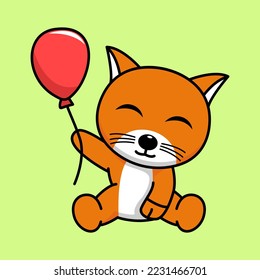 Cute orange cat character premium vector illustration