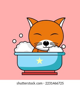 Cute orange cat character premium vector illustration