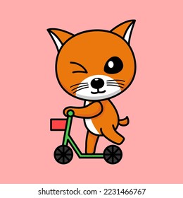 Cute orange cat character premium vector illustration
