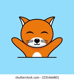 Cute orange cat character premium vector illustration