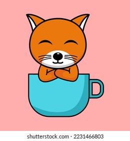 Cute orange cat character premium vector illustration
