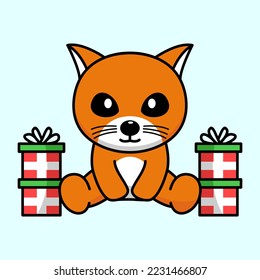 Cute orange cat character premium vector illustration