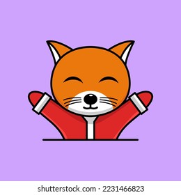 Cute orange cat character premium vector illustration