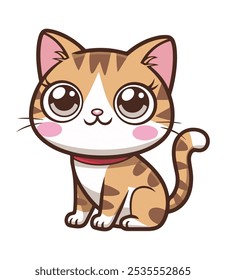 Cute orange cat clipart with white background