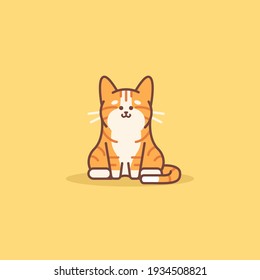 cute orange cat doodle icon illustration