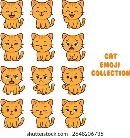 Cute Orange Cat Emoji Collection 