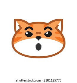 Cute orange cat face suitable for emoticon, icon, mascot, logo, sticker etc. Surprised cat.