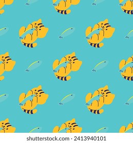 KUTE ORANGE-KATZE MIT FISCHPATTERN-DESIGN