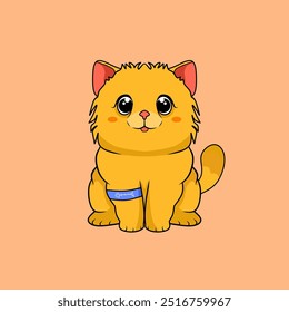 Cute orange cat images in vector format can be made into stickers, book covers, t-shirt screen printing