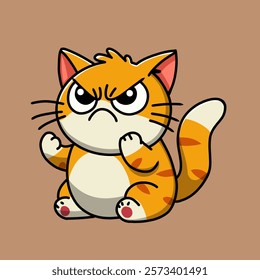 cute orange cat looks angry adorable, vector illustration design.