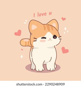 cute orange cat with love