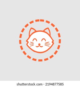 Cute Orange Cat Mascot Logo Set