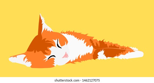cute orange cat on deep sleep