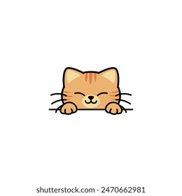 Lindo gato naranja espiando dibujos animados, Ilustración vectorial