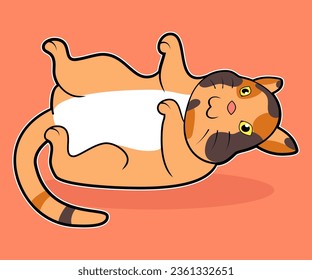 cute orange cat playing on the floor cartoon vector illustration concept isolated