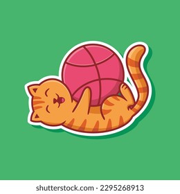 
Cute Orange Cat Playing Pink Ball