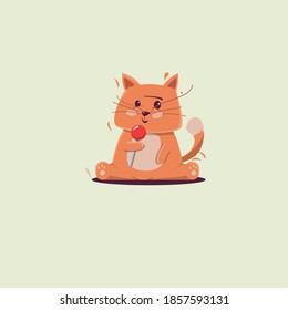 cute orange cat with red candy