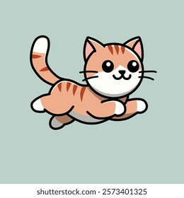 cute orange cat running, vector illustration design.