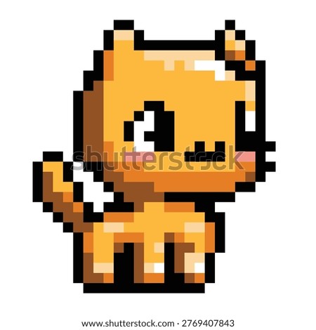 Cute orange cat with simple pixel shading and playful appearance