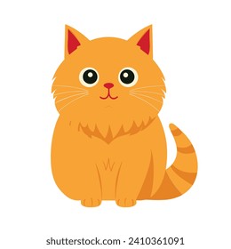 A cute orange cat sits attentively in a simple vector illustration.