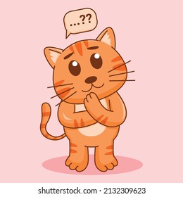 Cute orange cat standing, cartoon vector illustration