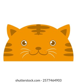 cute orange cat vector, cartoon cat face, drawing cat face easy and simple full color with isolated background