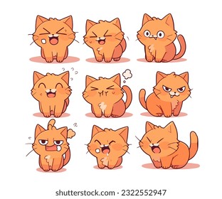 süße orangefarbene Katzenkatze, Vektorgrafik-Maskottchen