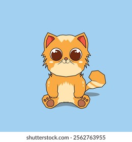 cute orange cat vector, cat sticker, t-shirt screen printing with cat image