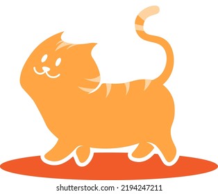 Cute Orange Cat Walking - Vector Illustration