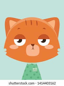 Cute orange cat.Childish print for nursery,kids apparel,poster,postcard.
