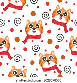 Cute orange cats pattern illustration