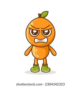 cute orange character with angry expression, mouth wide open. suitable for emoticon, logo, mascot, sticker