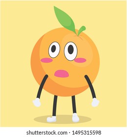 a cute orange character with an astonished expression vector illustration,orange vector