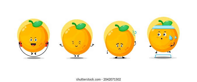 Cute orange character collection vector design