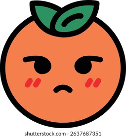Cute Orange Character with Displeased Face