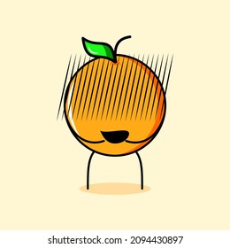 cute orange character with Embarrassed expression. suitable for emoticon, logo, mascot
