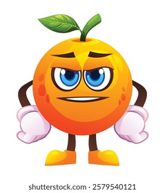Cute orange character, expressing readiness. Vector cartoon illustration