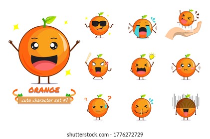 Ilustración de carácter naranja puro conjunto 1