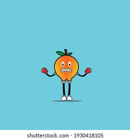 cute orange character make fun. was boxing. concept vector illustrations