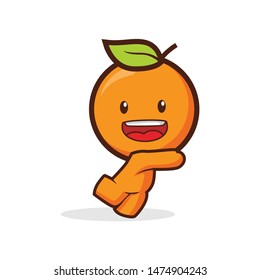 cute orange character mascot vector