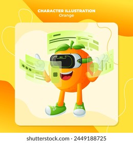 Cute orange character in metaverse. Perfect for kids, merchandise and sticker, banner promotion or blog
