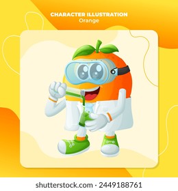 Cute orange character as scientists. Perfect for kids, merchandise and sticker, banner promotion or blog
