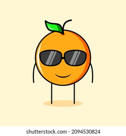 cute orange character with smile expression and black eyeglasses. suitable for emoticon, logo, mascot or sticker