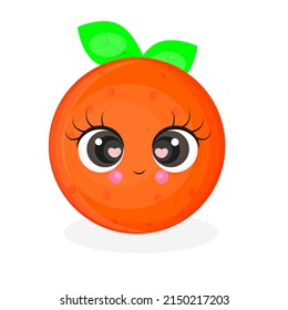 Cute orange character, summer illustration, cute orange sticker, textile print, packaging, postcard, vector illustration